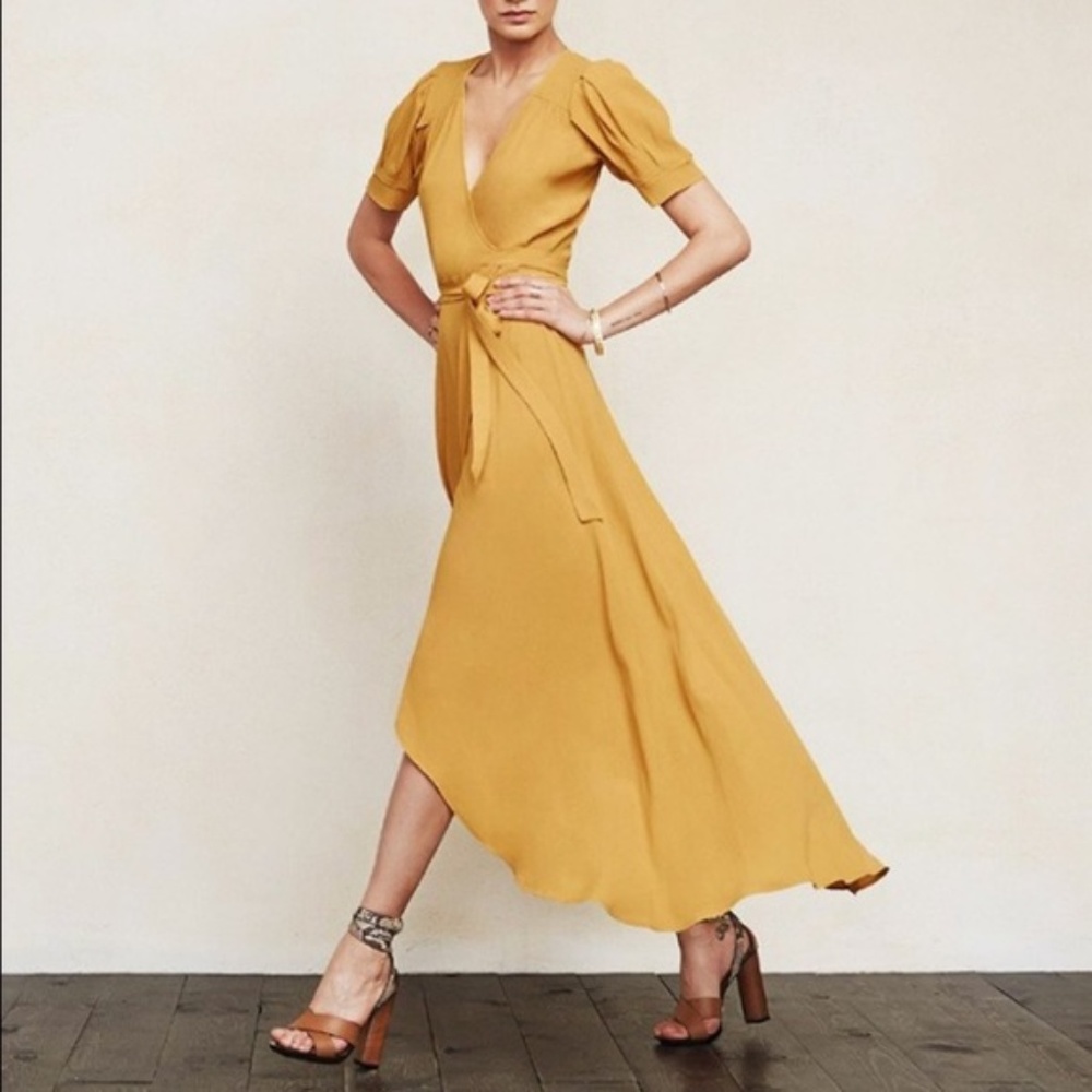 Reformation Rust maxi wrap dress